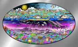 Charles Fazzino 3D Art Charles Fazzino 3D Art Our Oceans... The Tides of Life (AP) (Psychedelic Image on Silver Board)