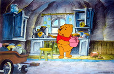 Winnie the Pooh Artwork Winnie the Pooh Artwork Pooh with Honey Pot TV Original Production Cel