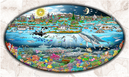 Charles Fazzino 3D Art Charles Fazzino 3D Art Our Oceans... The Tides of Life (DX) (Sepia Map)