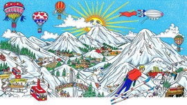 Charles Fazzino 3D Art Charles Fazzino 3D Art Ski Vacation (DX) (Framed)