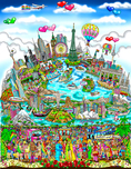 Charles Fazzino 3D Art Charles Fazzino 3D Art Love Will Keep Us Together, Around the World (DX) (Framed)