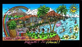 Charles Fazzino 3D Art Charles Fazzino 3D Art Kawaii in Hawaii (PR) (Black)