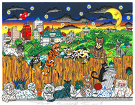 Charles Fazzino 3D Art Charles Fazzino 3D Art Cat Scratch Fever (DX)