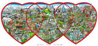 Charles Fazzino 3D Art Charles Fazzino 3D Art Hearts Across America (DX)