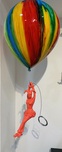 Superhero Artwork Superhero Artwork Balloon with Female Jester (Rainbow Balloon, Coral Figure)