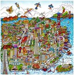 Charles Fazzino 3D Art Charles Fazzino 3D Art Let's Go Fly A Kite...San Francisco (Framed) (DX) 