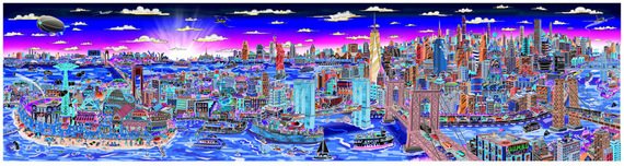 Charles Fazzino 3D Art Charles Fazzino 3D Art Sunset Over Manhattan Island (AP)