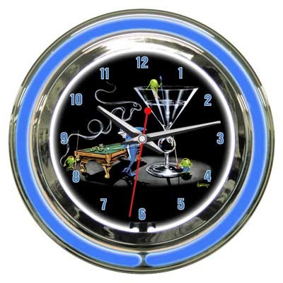 Michael Godard Pool Shark 2- Neon Clock (Large) 