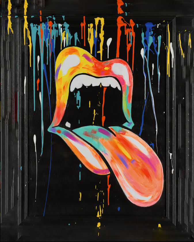 Ruby Mazur Drippin' - Mouth & Tongue (Black) (Gallery Wrapped)